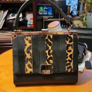 Leopard Print Black Handbag